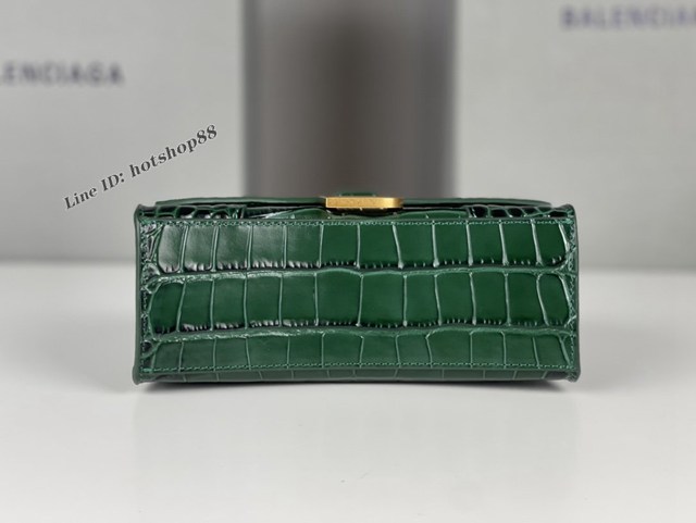 Balenciaga專櫃新款升級版鱷魚紋/墨綠色手提包肩背女包 巴黎世家原廠皮版本XS號沙漏包 fyj1360